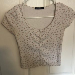 pink floral print brandy Melville button top